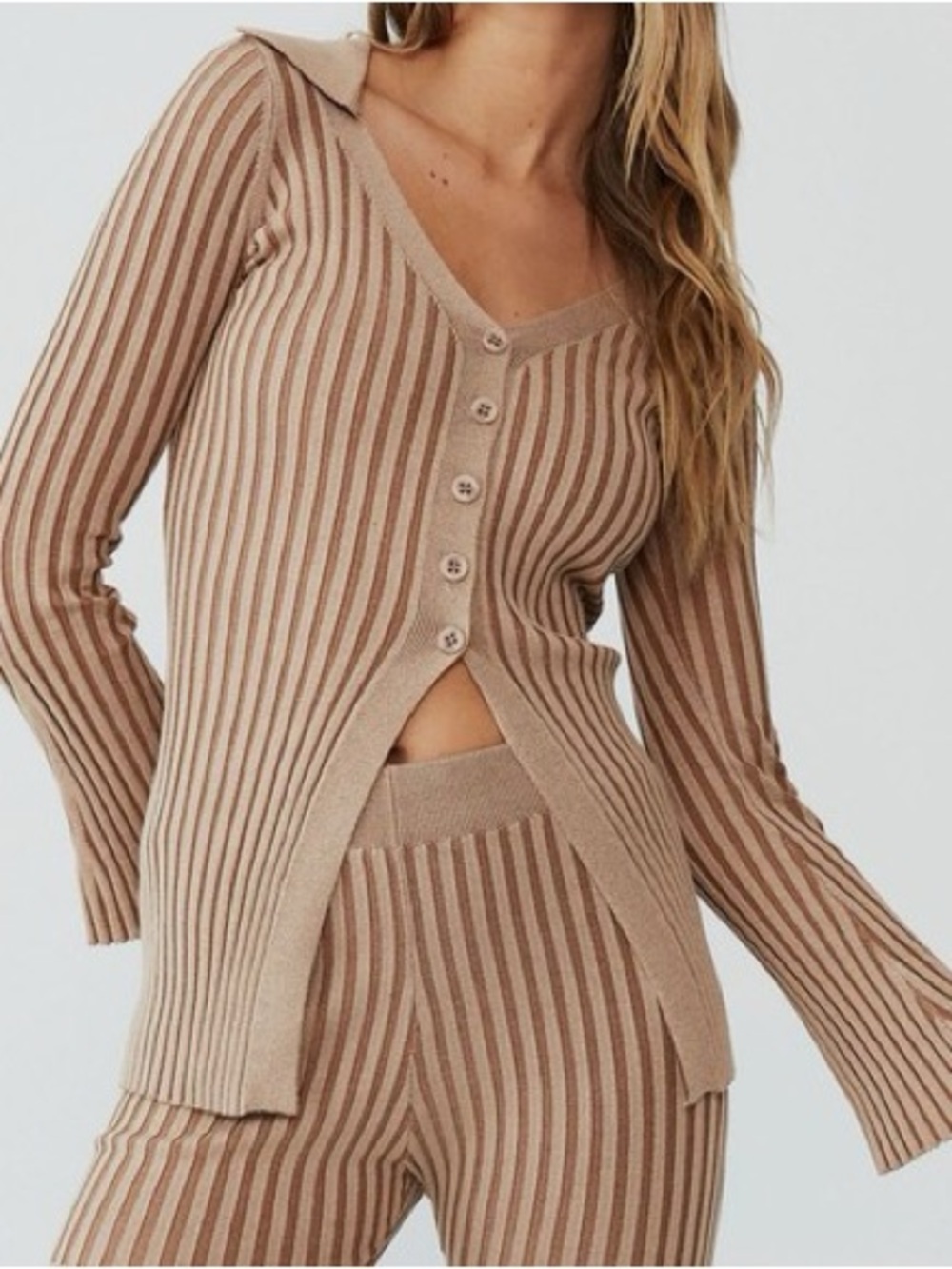 Cotton On Two Tone Ribbed Knit Cardigan